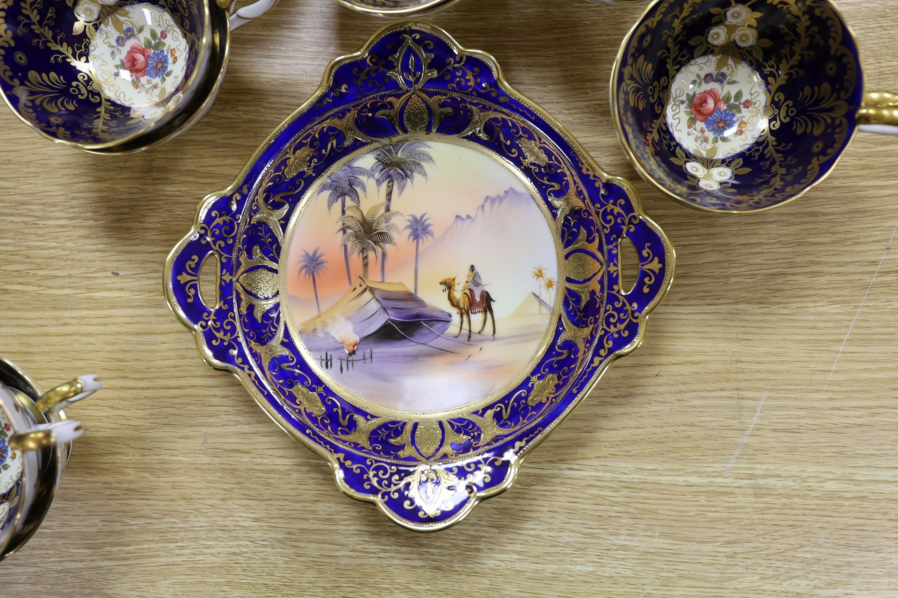 An Aynsley Royalty deco tea set and a Noritake dish